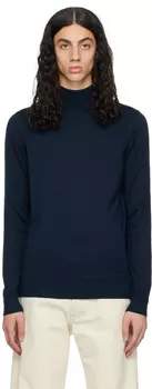 Темно-синяя водолазка с длинным рукавом Sunspel