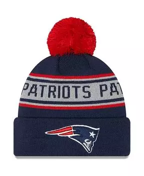Темно-синяя вязаная шапка New England Patriots с манжетами и помпоном для мальчиков и девочек дошкольного возраста New Era, синий