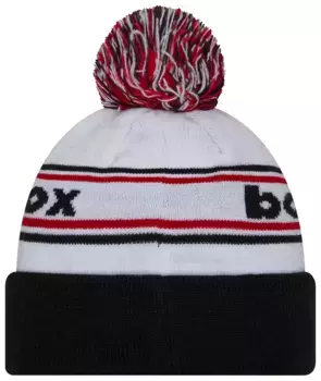 Темно-синяя вязаная шапка New Era для взрослых Boston Red Sox с манжетами и полосками