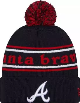 Темно-синяя вязаная шапка New Era Youth Atlanta Braves