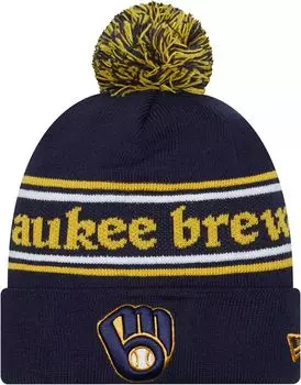 Темно-синяя вязаная шапка New Era Youth Milwaukee Brewers