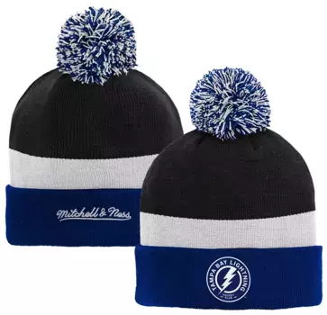 Темно-синяя вязаная шапка NHL Youth Tampa Bay Lightning Stripe Mitchell & Ness