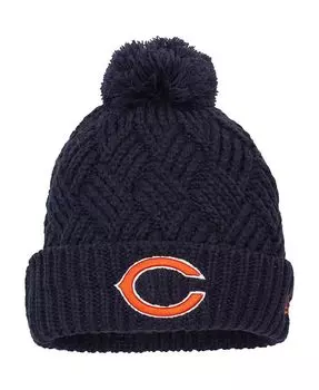 Темно-синяя вязаная шапка с манжетами и помпоном для больших девочек Chicago Bears Brisk New Era, синий