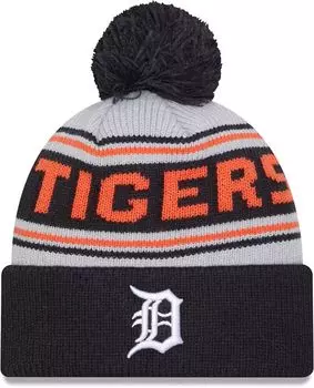 Темно-синяя вязаная шапка с помпоном New Era для взрослых Detroit Tigers