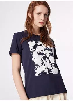 Темно-синяя женская базовая футболка с круглым вырезом F4SL-TST0670 Fabrika, темно-синий