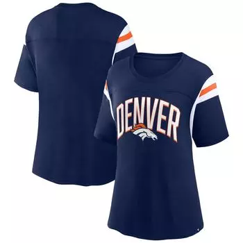 Темно-синяя женская футболка с фирменным логотипом Denver Broncos Earned Stripes Fanatics