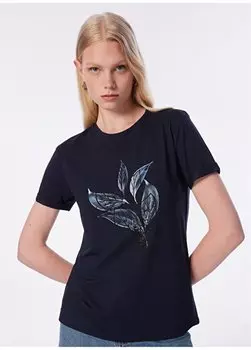 Темно-синяя женская футболка с круглым вырезом 1091330 Network, темно-синий