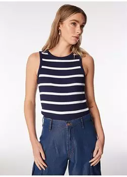 Темно-синяя женская футболка с круглым вырезом PEDA U.S. Polo Assn., темно-синий