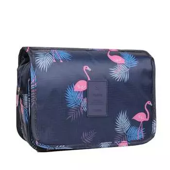 Темно-синяя женская косметичка с фламинго и цветами, R70