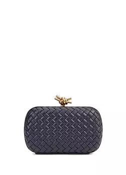 Темно-синяя женская кожаная сумка minaudiere для рук Bottega Veneta