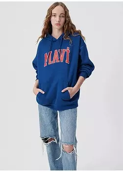 Темно-синяя женская толстовка с воротником с капюшоном Mavi