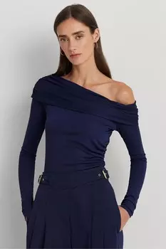 Темно- трикотажный топ с открытыми плечами "Радриана" Lauren Ralph Lauren, синий