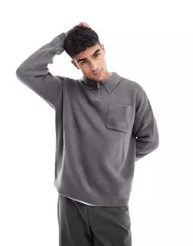 Темно-угольная объемная компактная трикотажная полумолния ASOS