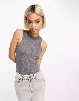 Темно-угольное боди-гонщик ASOS Hotfix Hotfix