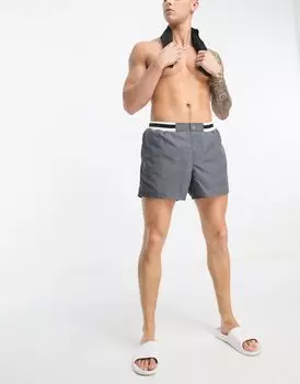 Темно-угольные шорты для плавания средней длины ASOS DESIGN в элегантном стиле
