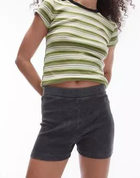 Темно-угольные трусики в рубчик Topshop