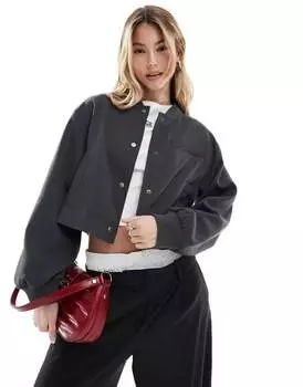 Темно-угольный бомбер с ровным низом ASOS DESIGN