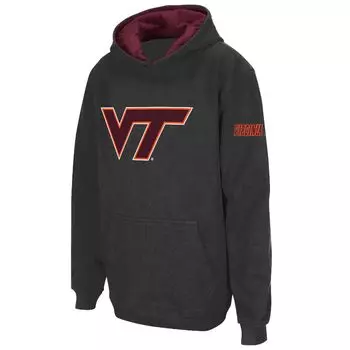 Темно-угольный пуловер с капюшоном и большим логотипом Youth Stadium Athletic Virginia Tech Hokies Unbranded