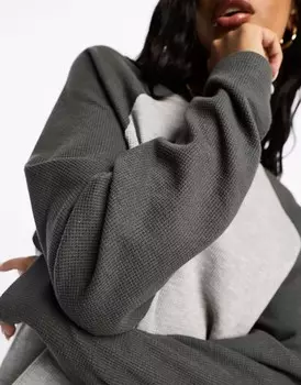 Темно-угольный топ реглан с длинными рукавами ASOS