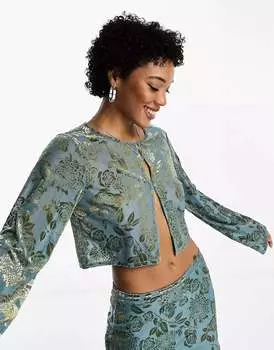 Темно-зеленая блузка с цветочным принтом и пуговицами Emory Park