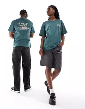 Темно-зеленая футболка Dickies Big Sandy с принтом на спине