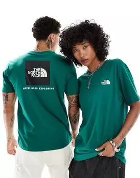 Темно-зеленая футболка с принтом на спине The North Face Redbox