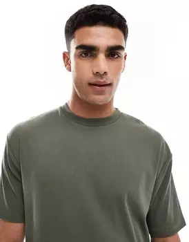 Темно-зеленая футболка свободного кроя в рубчик из капсульной коллекции ASOS DESIGN