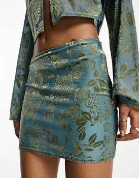 Темно-зеленая мини-юбка Emory Park с цветочным принтом