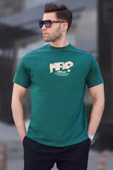 Темно-зеленая мужская футболка с принтом 6124 MADMEXT
