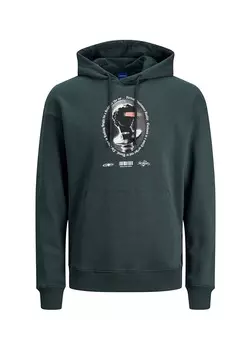 Темно-зеленая мужская толстовка с воротником с капюшоном Jack & Jones