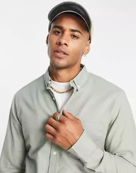 Темно-зеленая оксфордская рубашка узкого кроя ASOS DESIGN