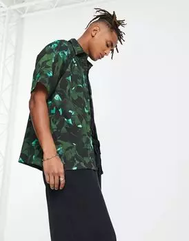 Темно-зеленая рубашка с узором River Island