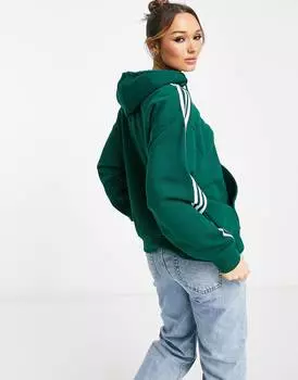 Темно-зеленая толстовка оверсайз с тремя полосками adidas Originals