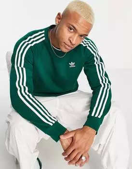 Темно-зеленая толстовка с 3 полосками adidas Originals adicolor