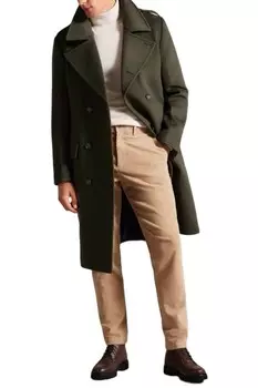 Темно-зеленое пальто в стиле милитари из смесовой шерсти Avin Ted Baker