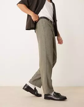 Темно-зеленые брюки из смесовой шерсти прямого кроя ASOS DESIGN