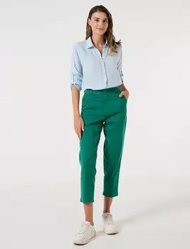 Темно-зеленые плиссированные габардиновые брюки с нормальной талией и 4 карманами Jimmy Key