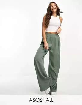 Темно-зеленые широкие брюки ASOS Tall