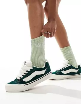 Темно-зеленые замшевые кроссовки на массивной подошве Vans Knu Skool