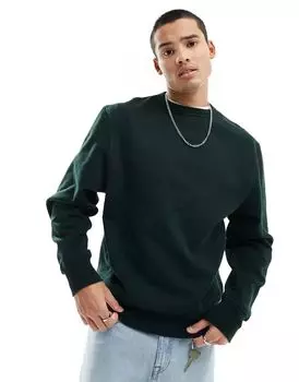 Темно-зеленый базовый свитшот с круглым вырезом River Island