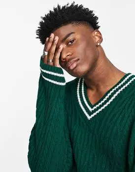 Темно-зеленый джемпер крупной вязки ASOS DESIGN