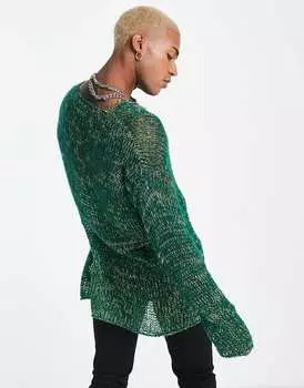 Темно-зеленый джемпер открытой вязки COLLUSION