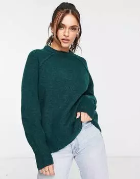 Темно-зеленый джемпер свободного кроя с круглым вырезом ASOS DESIGN