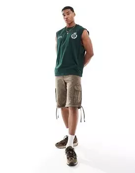 Темно-зеленый оверсайз-жилет с принтом на груди ASOS DESIGN