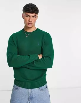 Темно-зеленый свитер из плотного хлопкового трикотажа Polo Ralph Lauren с логотипом бренда