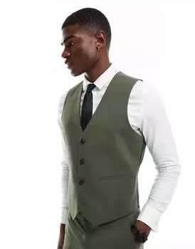 Темно-зеленый тонкий костюмный жилет ASOS DESIGN