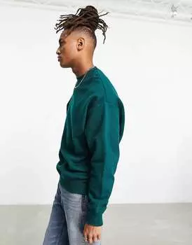 Темно-зеленый тяжелый свитшот оверсайз ASOS