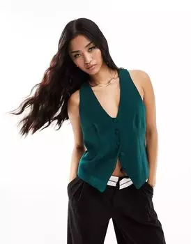 Темно-зеленый жилет River Island с планкой на пуговицах