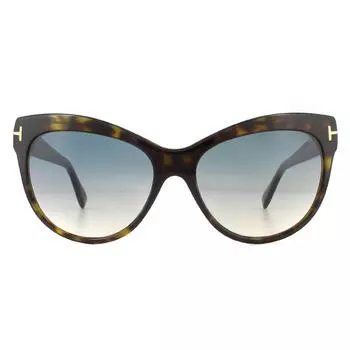 Темные гаванно-зеленые солнцезащитные очки «кошачий глаз» с градиентом Tom Ford, коричневый