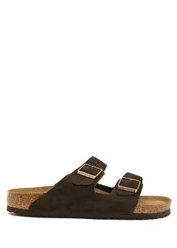 Темные мужские замшевые тапочки Arizona Birkenstock, коричневый
